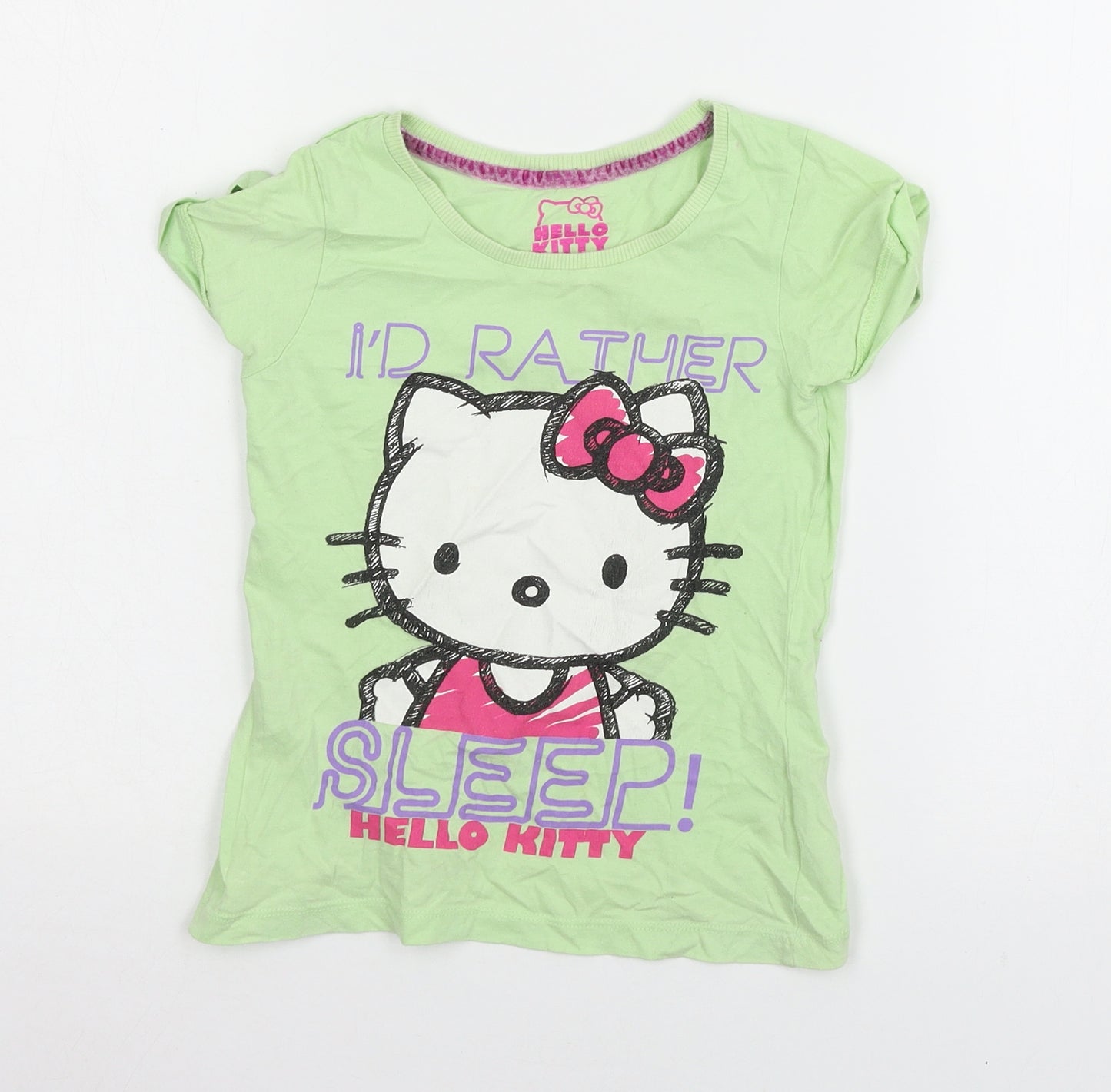Hello Kitty Girls Green Geometric Jersey Cami Pyjama Top Size 6-7 Years