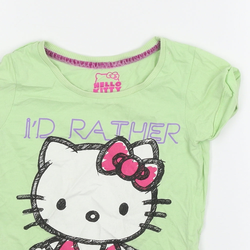 Hello Kitty Girls Green Geometric Jersey Cami Pyjama Top Size 6-7 Years