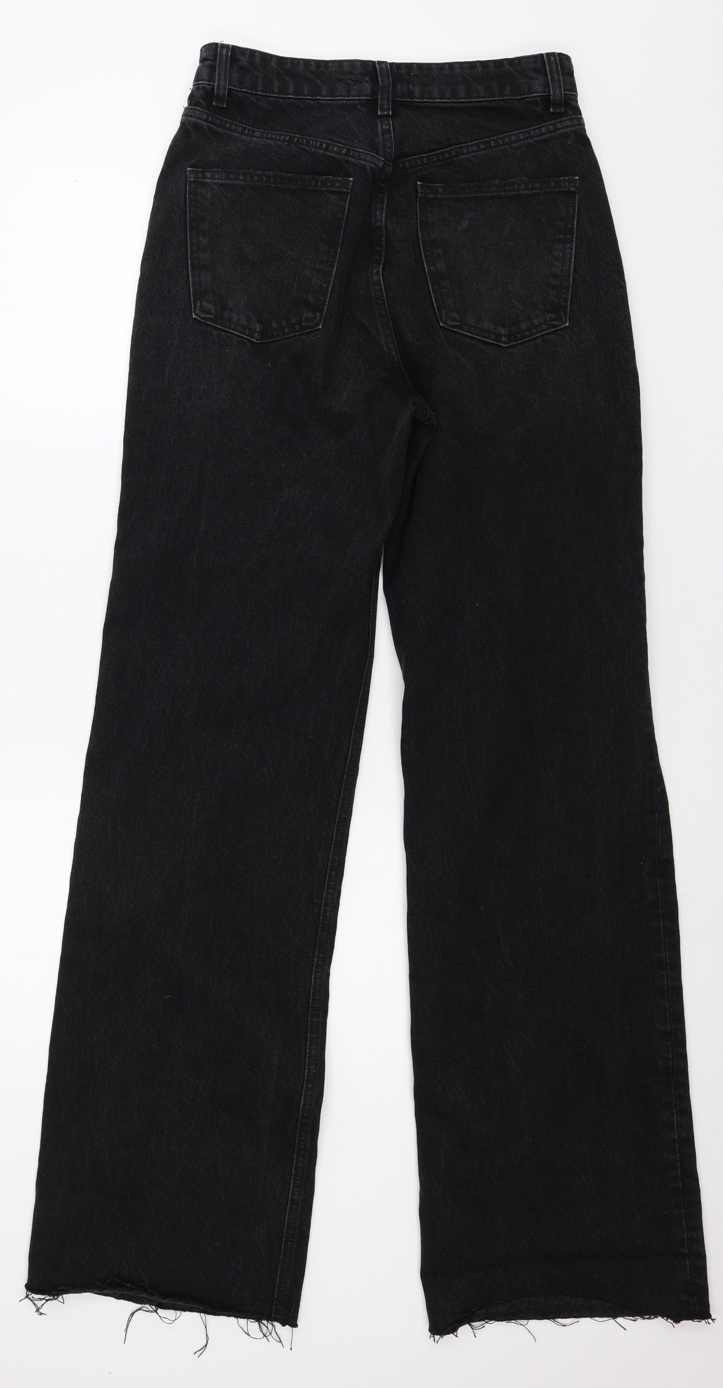 Zara Womens Black  Denim Wide-Leg Jeans Size 10 L34.5 in