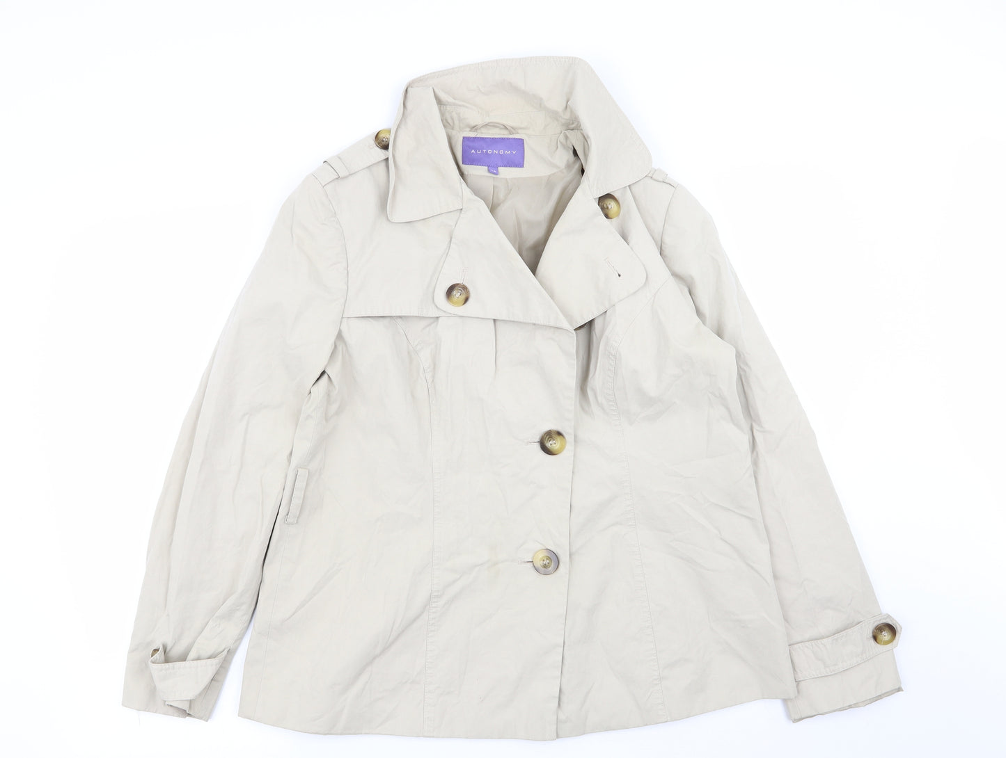 Autonomy Womens Beige   Overcoat Coat Size 14