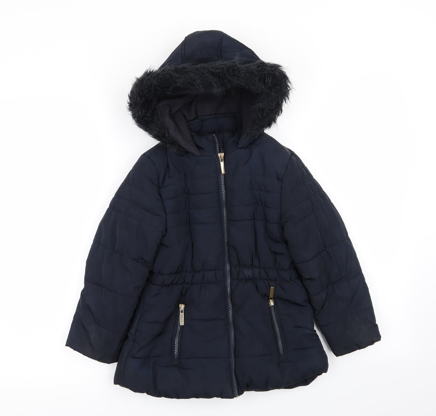 Asda George Girls Blue   Parka Coat Size 5-6 Years