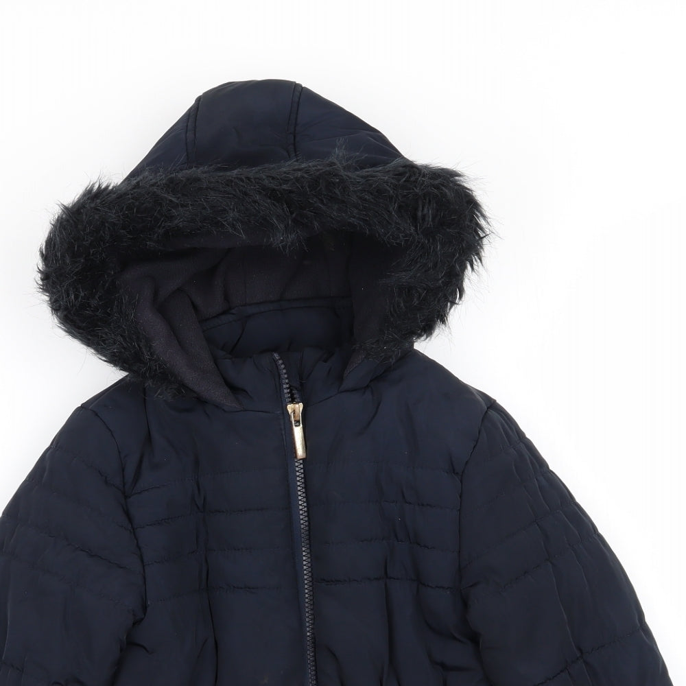 Asda George Girls Blue   Parka Coat Size 5-6 Years