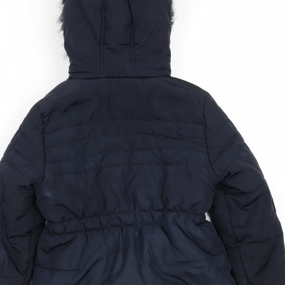 Asda George Girls Blue   Parka Coat Size 5-6 Years