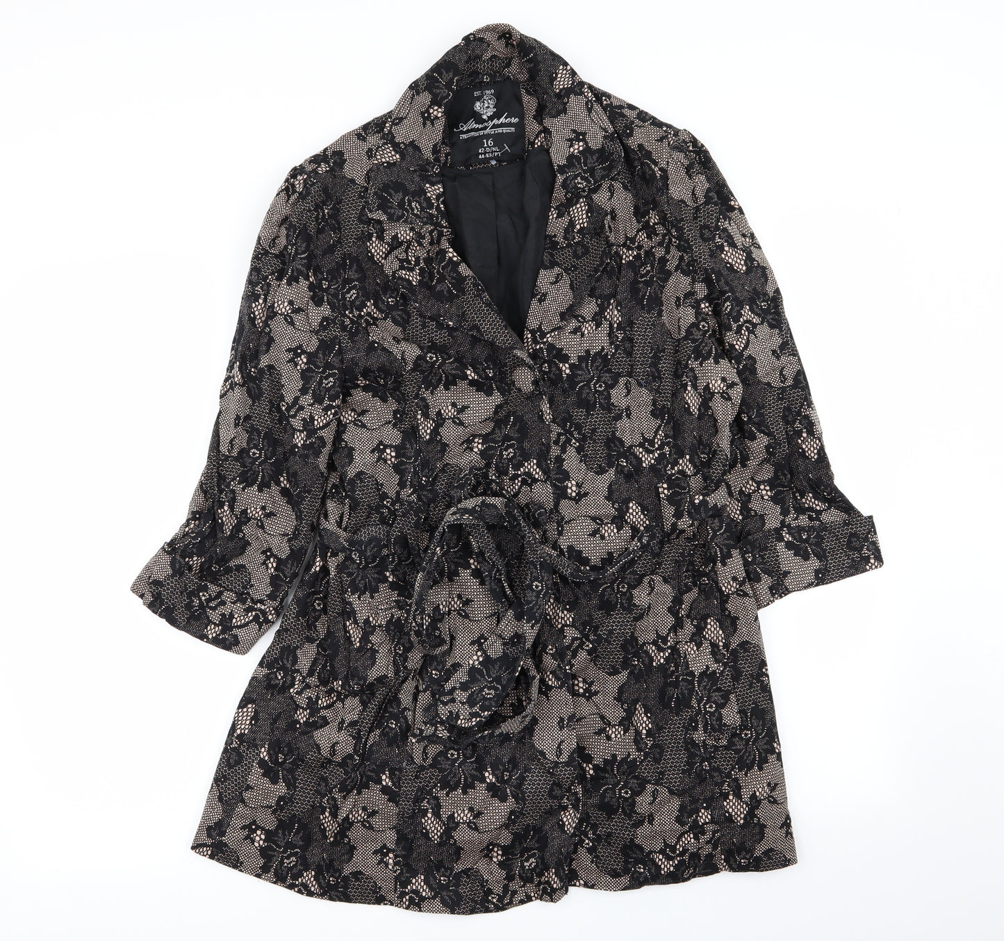 Primark Womens Multicoloured Floral  Overcoat Coat Size 16