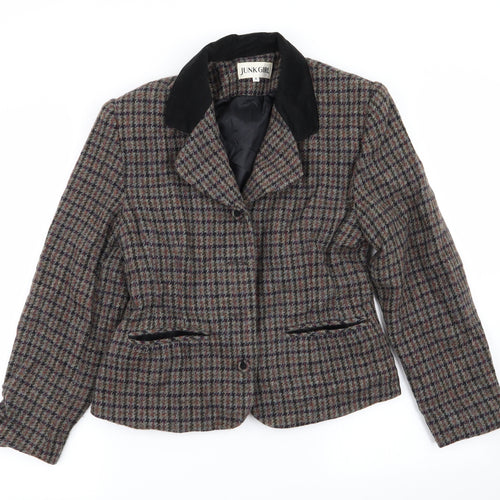 junk girl Womens Multicoloured Check  Jacket Blazer Size S