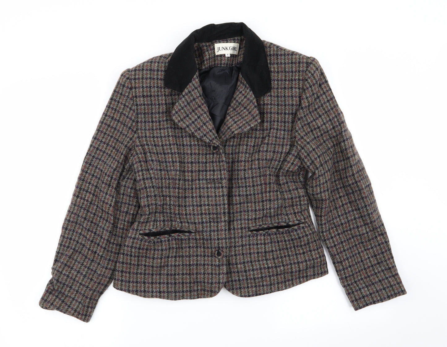 junk girl Womens Multicoloured Check  Jacket Blazer Size S
