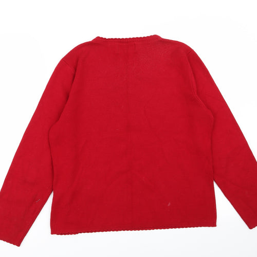 Jumper Womens Red Floral  Pullover Jumper Size M
