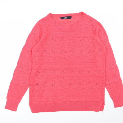 isle Womens Pink Geometric  Pullover Jumper Size 10