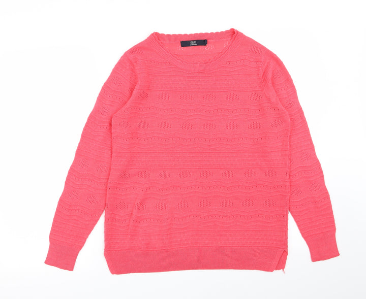 isle Womens Pink Geometric  Pullover Jumper Size 10