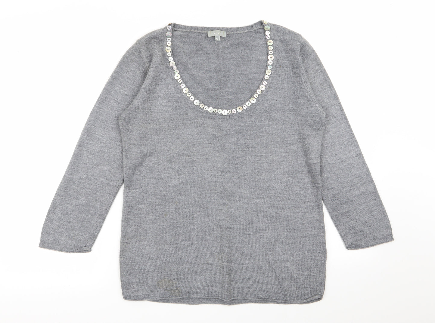 Per Una Womens Grey   Pullover Jumper Size 12