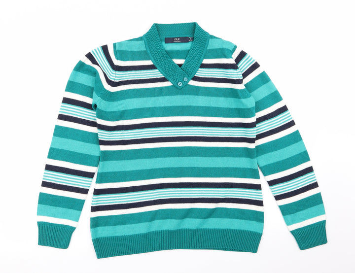 isle Womens Multicoloured Striped Pullover Jumper Size S - size 10-12