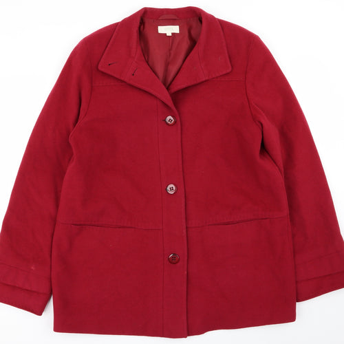 M&S Womens Red   Overcoat Coat Size 14