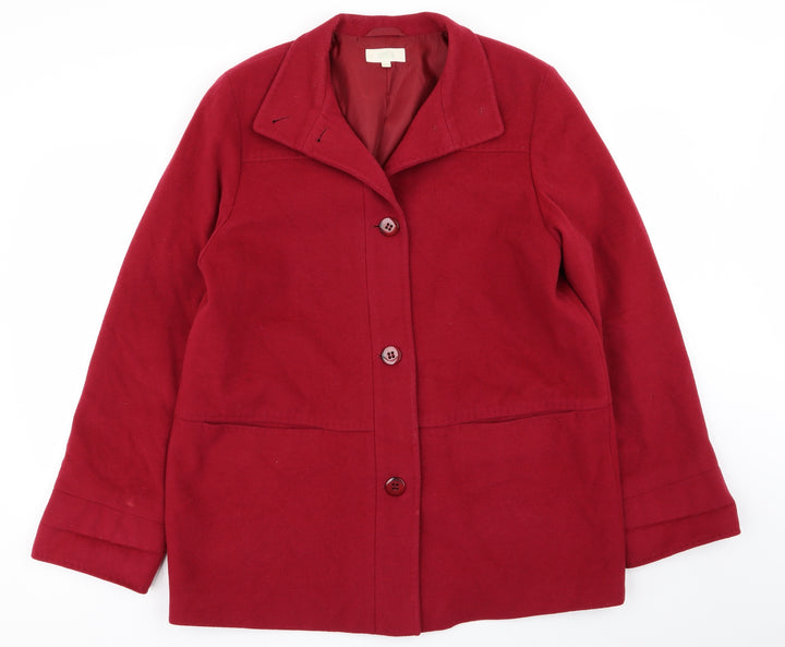 M&S Womens Red Overcoat Coat Size 14