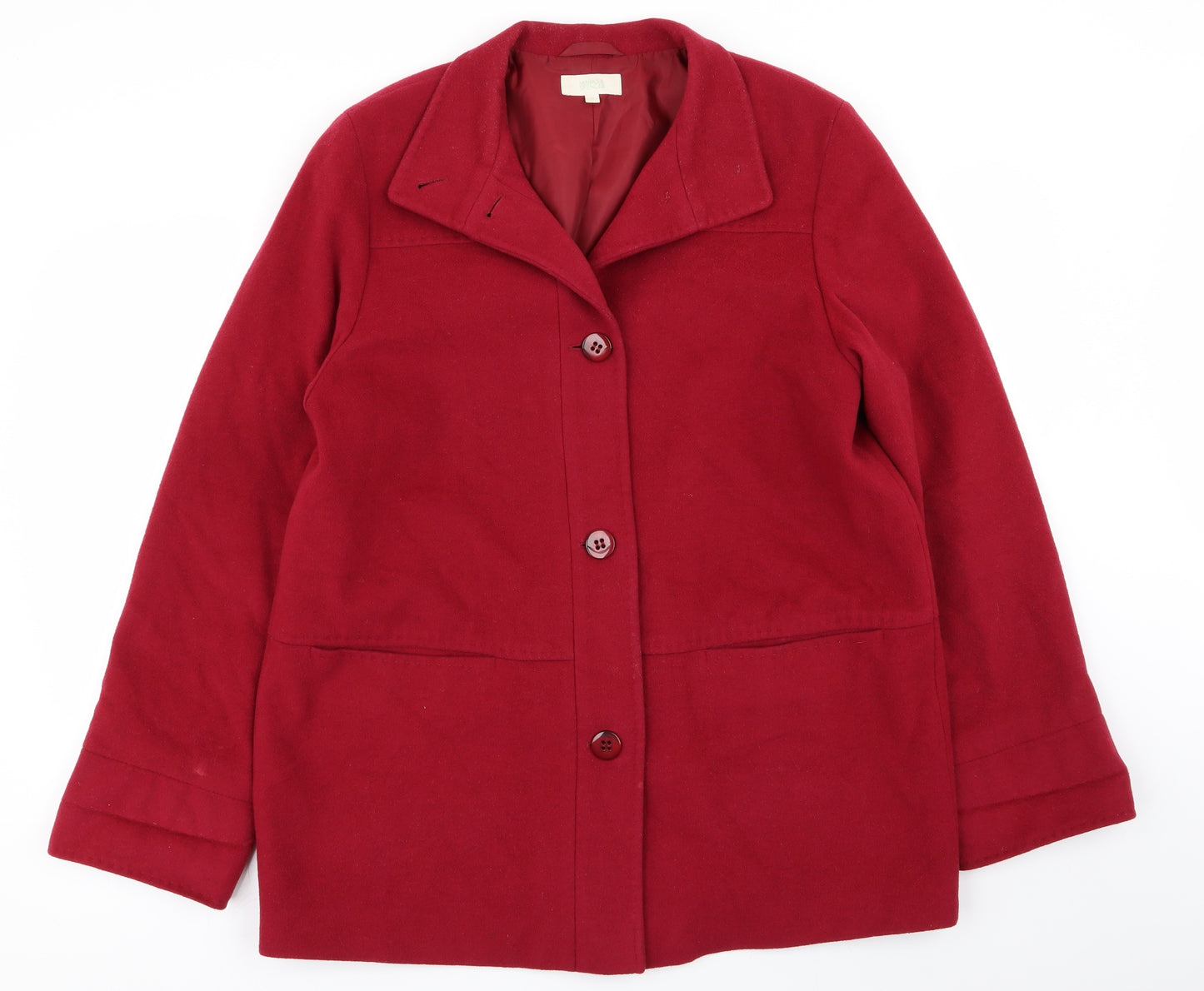 M&S Womens Red   Overcoat Coat Size 14