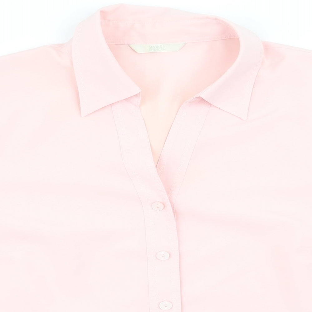 M&S Womens Pink   Basic Button-Up Size 14