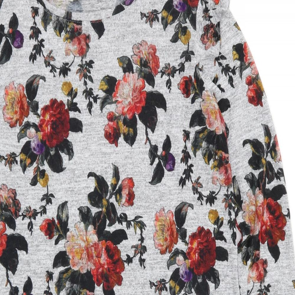 Oasis Womens Grey Floral  T-Shirt Dress  Size M