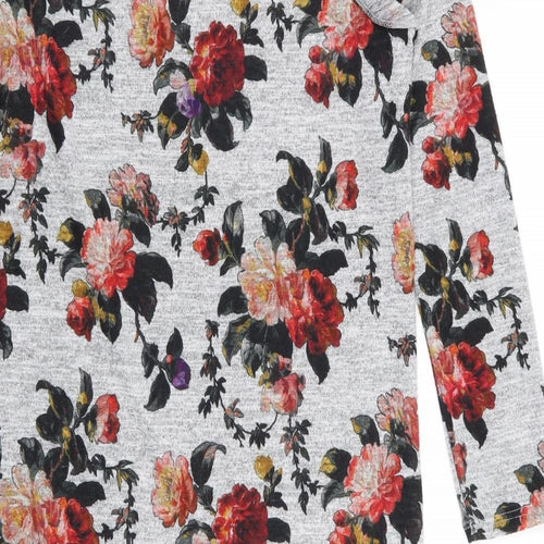 Oasis Womens Grey Floral  T-Shirt Dress  Size M