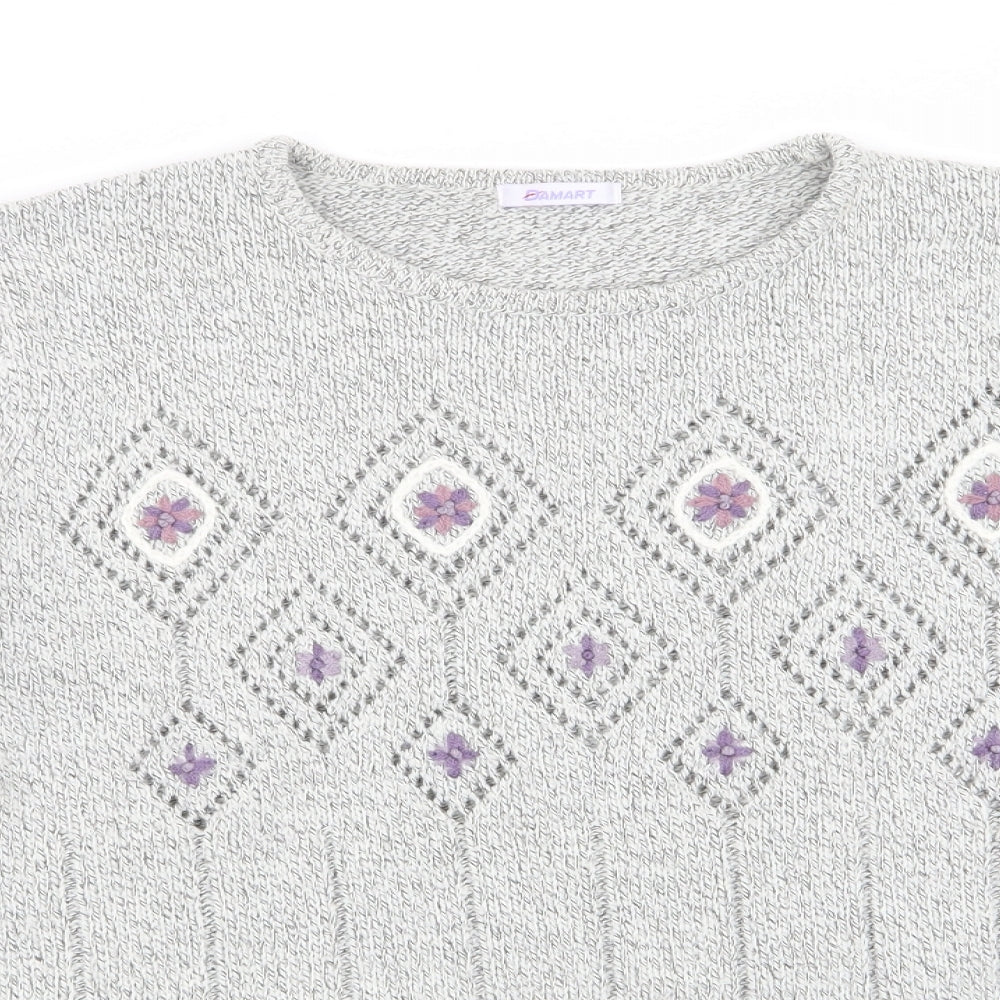 Damart Womens Grey Argyle/Diamond  Pullover Jumper Size 18
