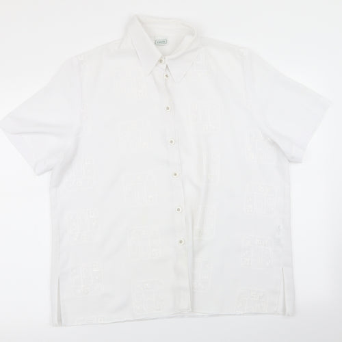 canda Womens White Geometric  Basic Button-Up Size 14
