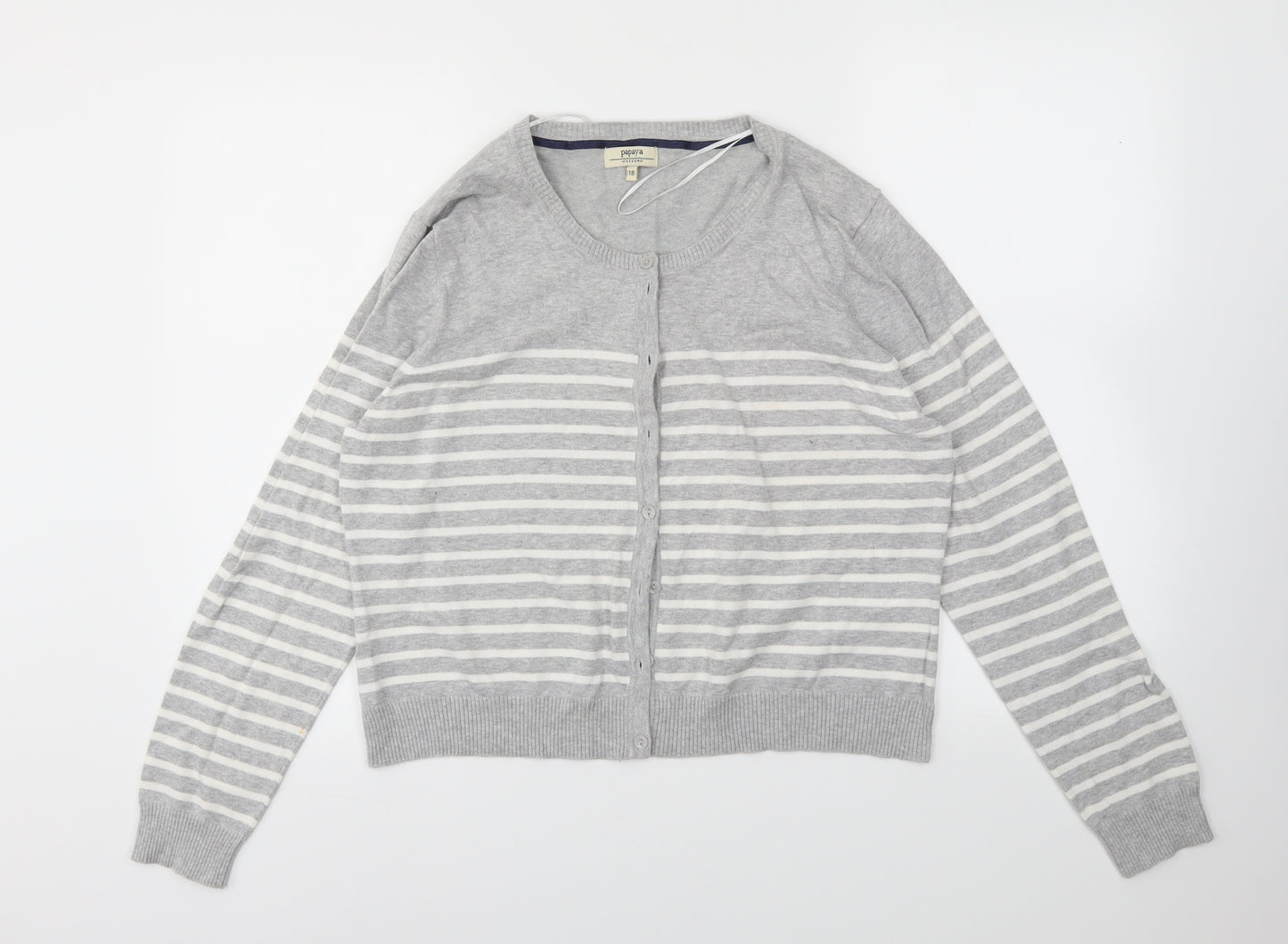 Papaya Womens Green Striped  Cardigan Jumper Size 18