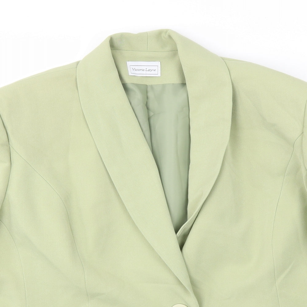 VICTORIA LAYNE  Womens Green   Jacket Blazer Size 22