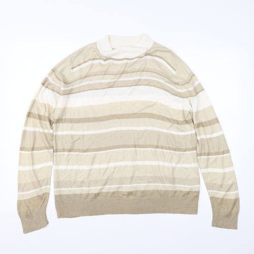 M&S Womens Beige Striped  Pullover Jumper Size 14