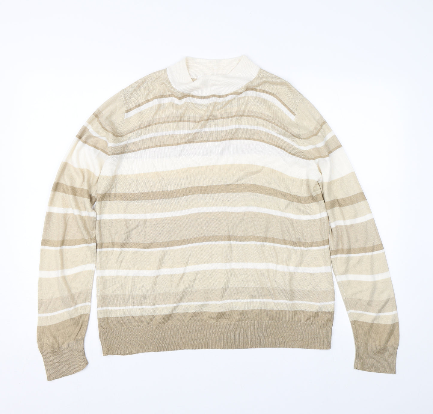 M&S Womens Beige Striped  Pullover Jumper Size 14
