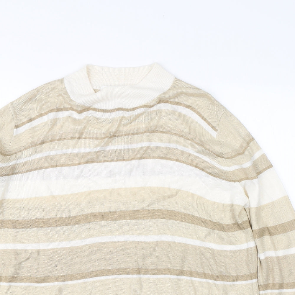 M&S Womens Beige Striped  Pullover Jumper Size 14