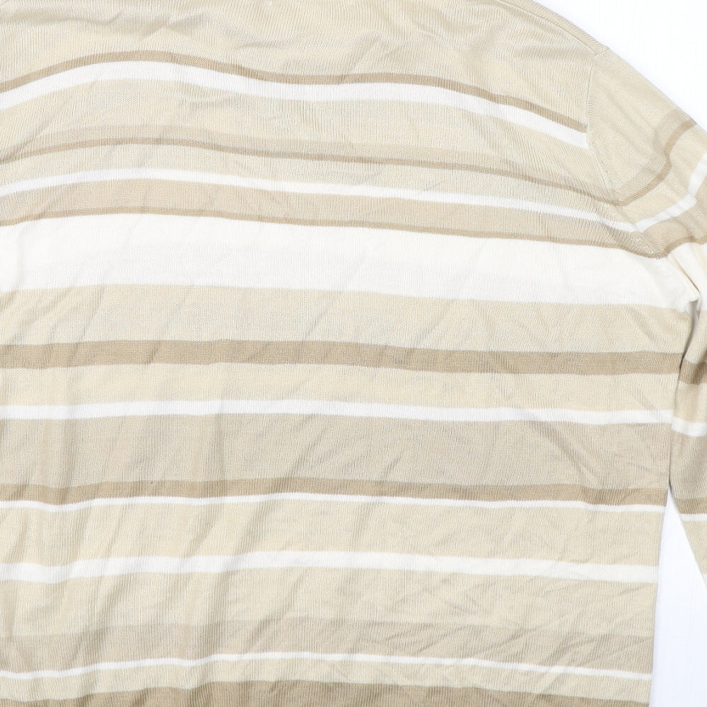 M&S Womens Beige Striped  Pullover Jumper Size 14