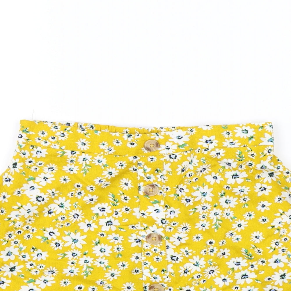Evie Girls Yellow Floral  Flare Skirt Size 10-11 Years
