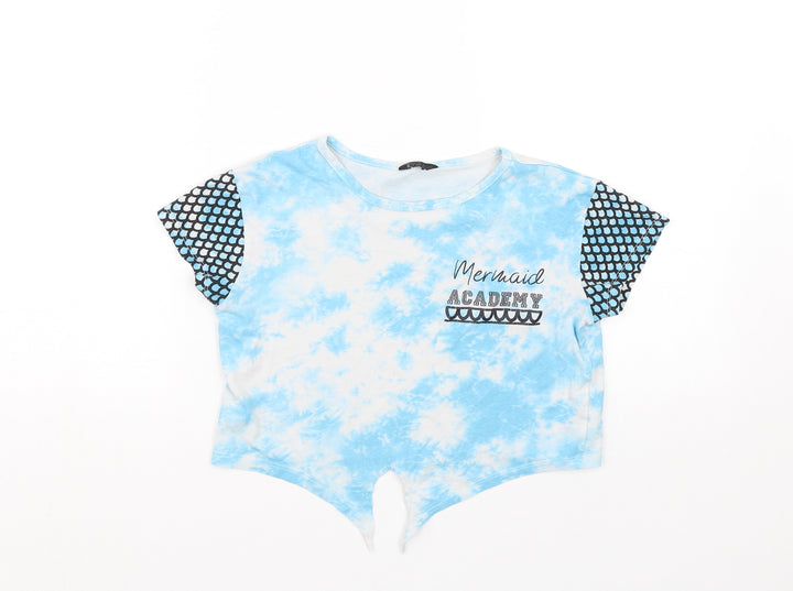 Kylie Girls Blue Cropped T-Shirt Size 9-10 Years