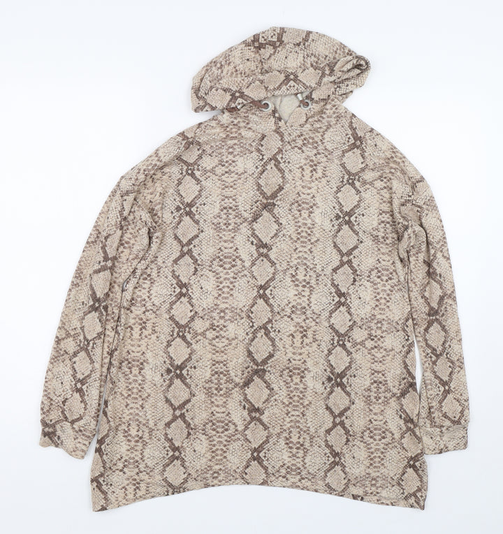 George Womens Brown Animal Print  Pullover Hoodie Size S