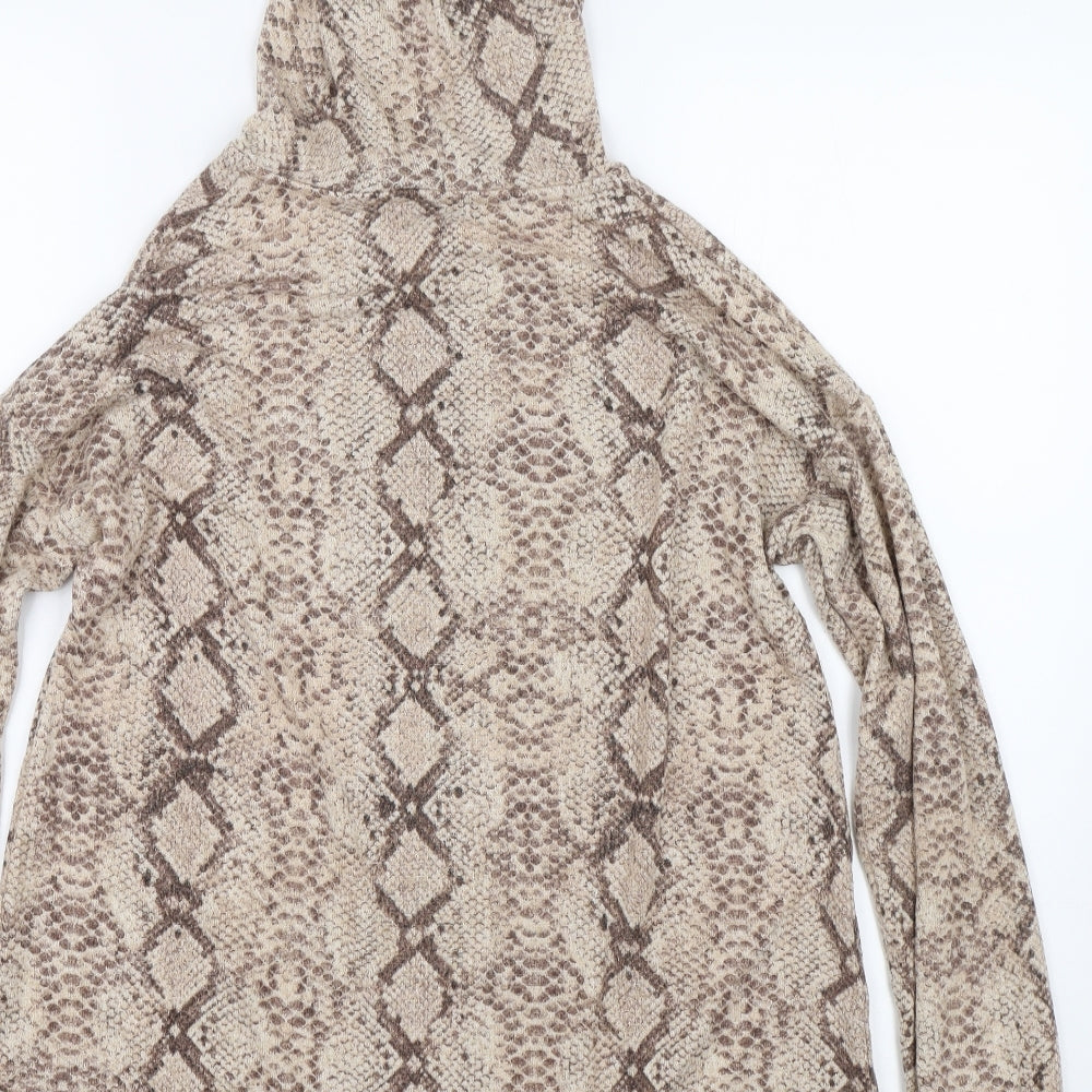 George Womens Brown Animal Print  Pullover Hoodie Size S