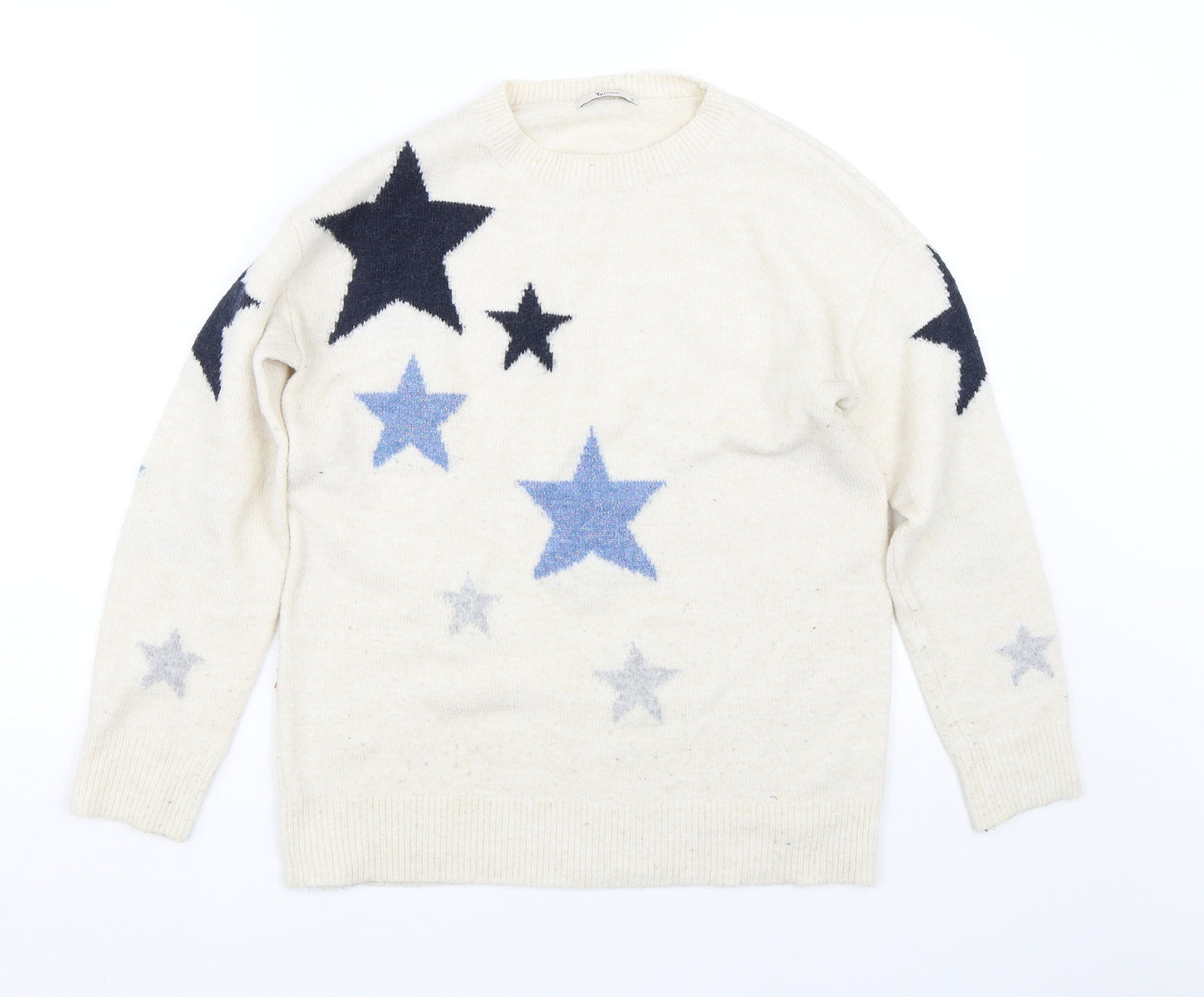 TU Womens Beige   Pullover Jumper Size 10  - stars