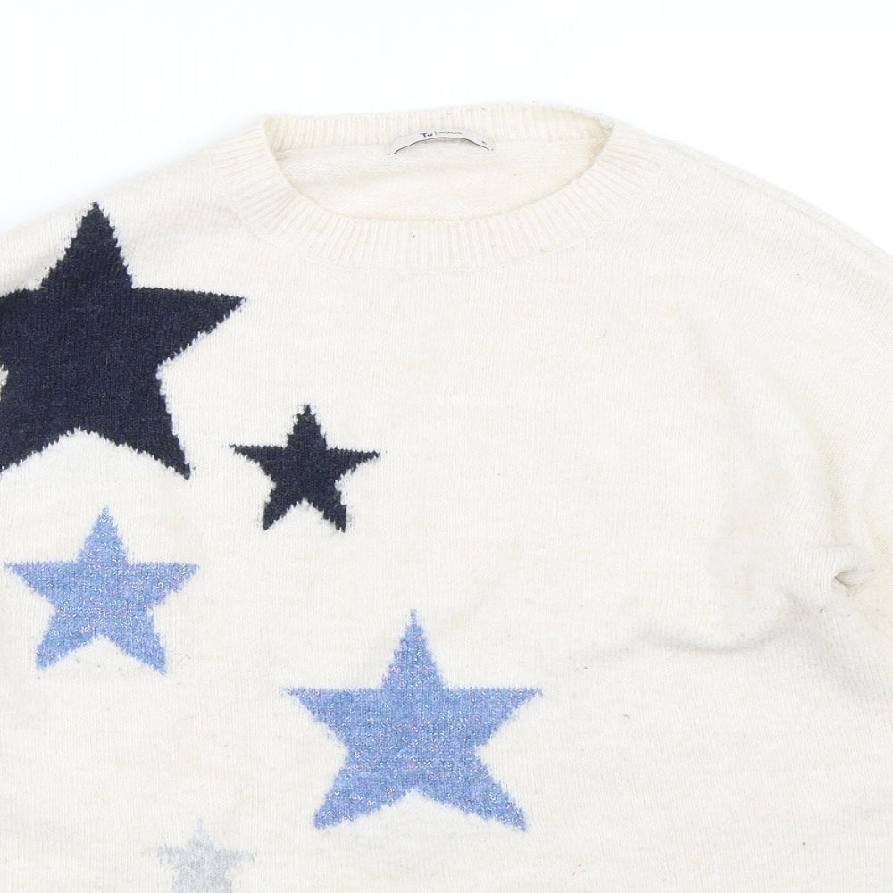 TU Womens Beige   Pullover Jumper Size 10  - stars