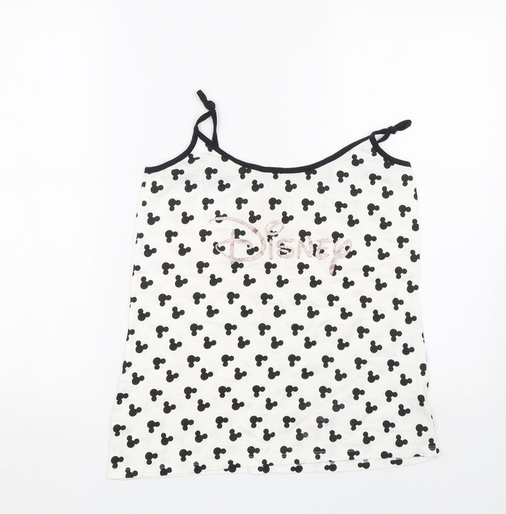 Love To Lounge Womens White Polka Dot  Top Pyjama Top Size M  - Disney