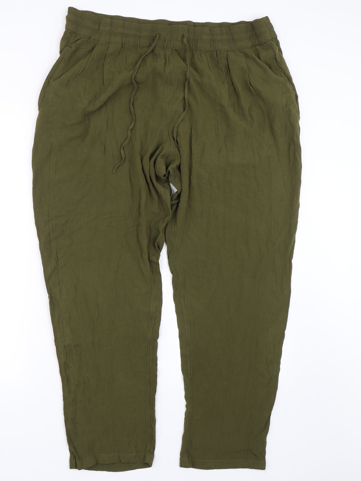 M&S Womens Green   Capri Trousers Size 18 L28 in