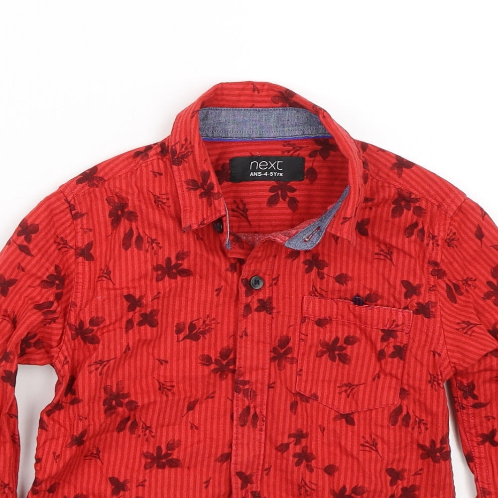 NEXT Boys Red Floral  Basic Button-Up Size 4-5 Years