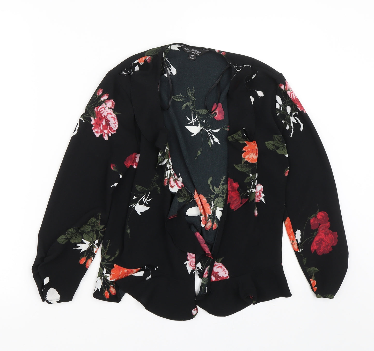 Miss Selfridge Womens Black Floral  Kimono Blouse Size 6