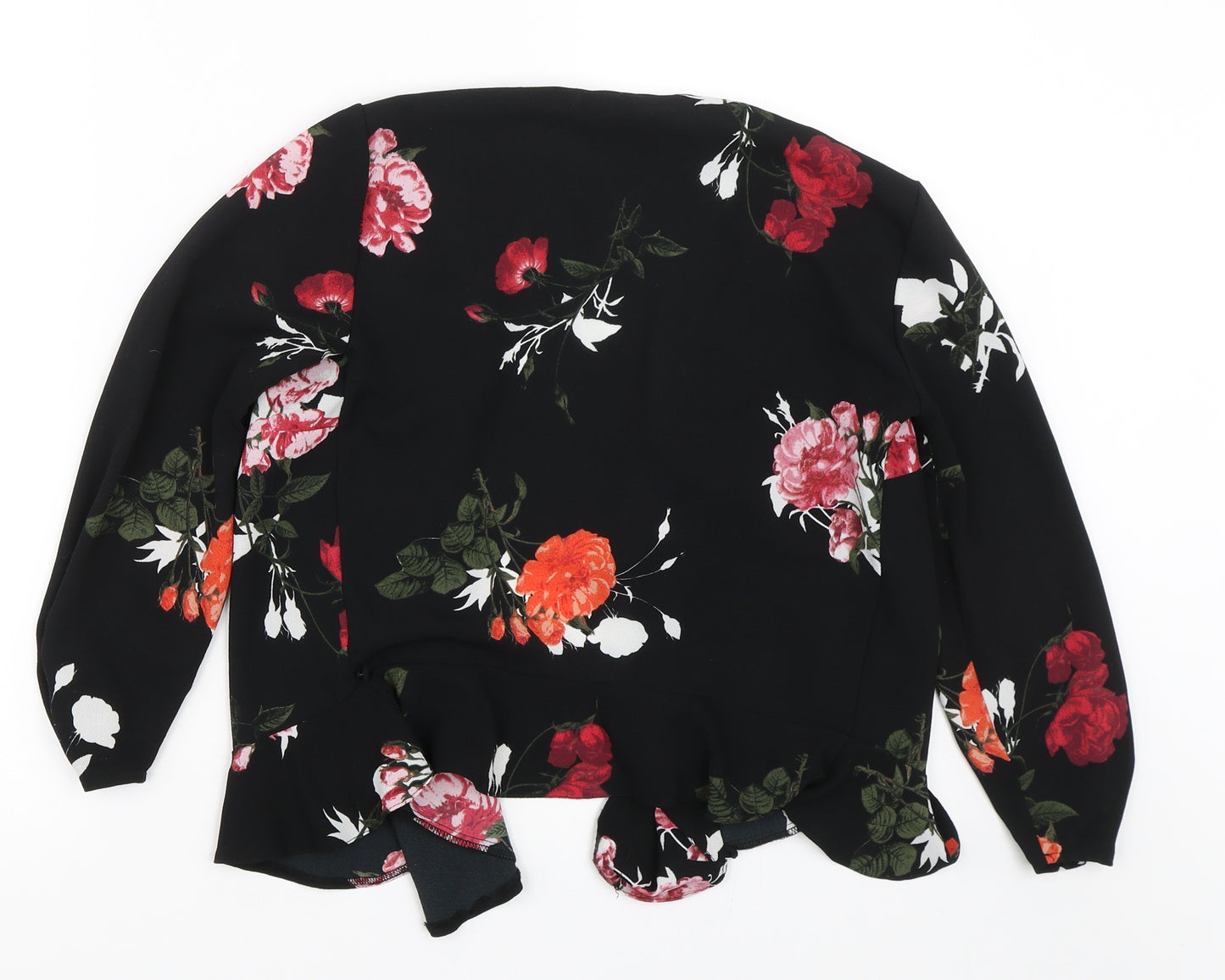 Miss Selfridge Womens Black Floral  Kimono Blouse Size 6