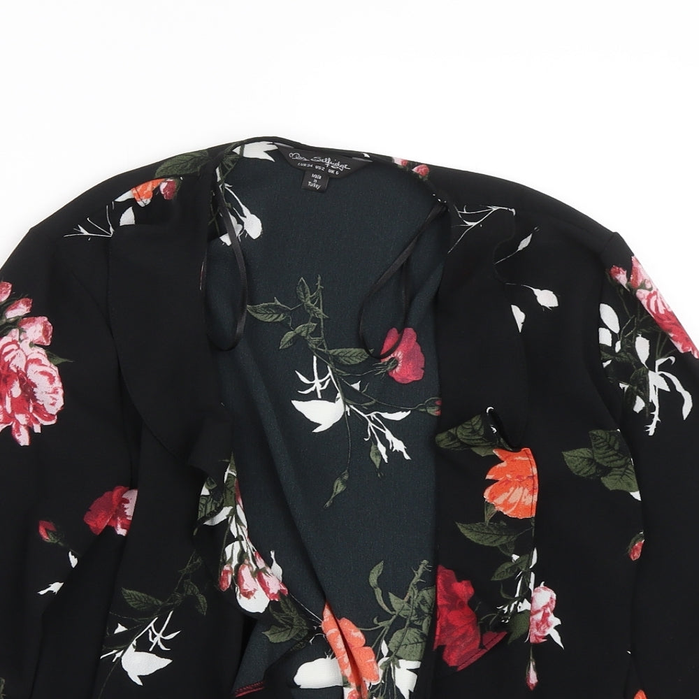 Miss Selfridge Womens Black Floral  Kimono Blouse Size 6