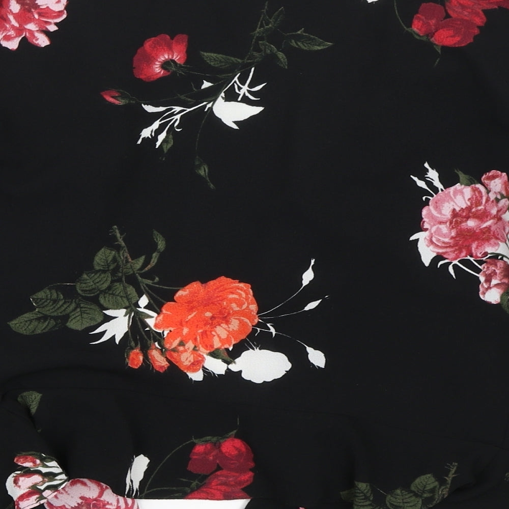 Miss Selfridge Womens Black Floral  Kimono Blouse Size 6