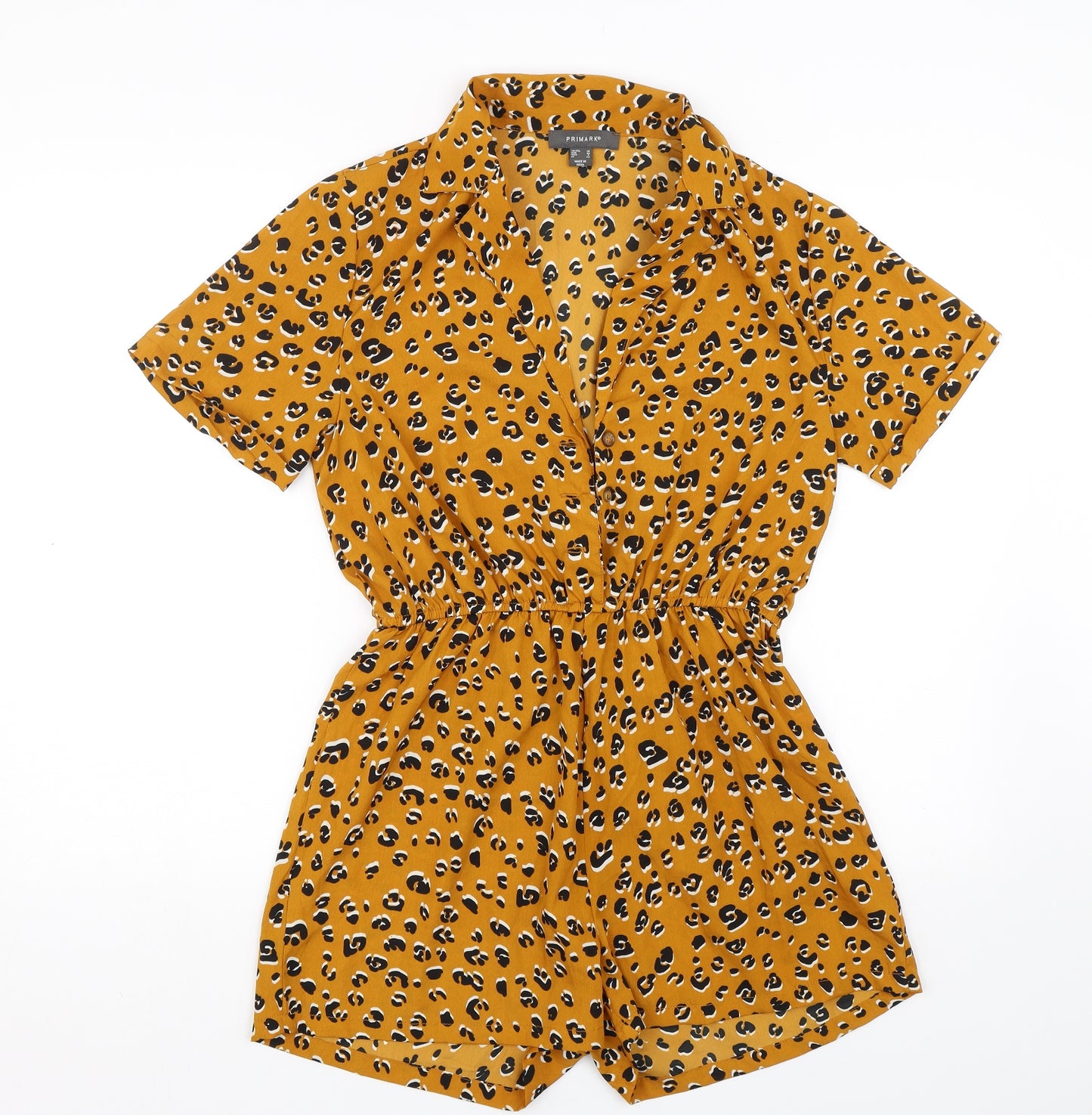 Primark  Womens Yellow Animal Print  Playsuit One-Piece Size 10