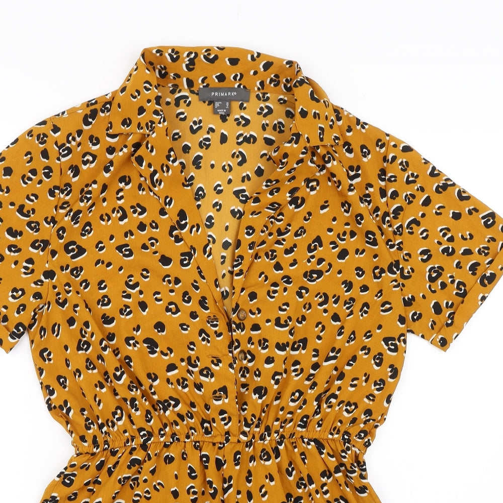 Primark  Womens Yellow Animal Print  Playsuit One-Piece Size 10