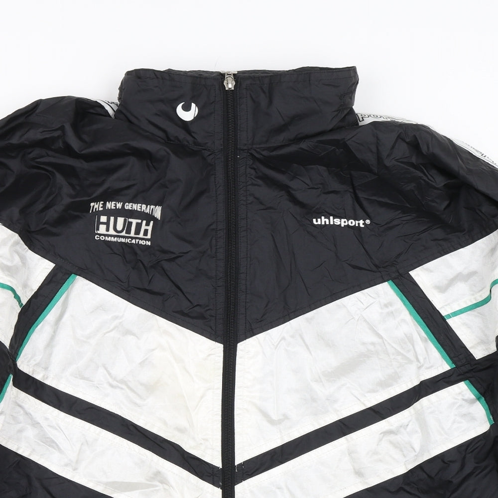 Uhlsport Mens Black Striped  Rain Coat Coat Size L