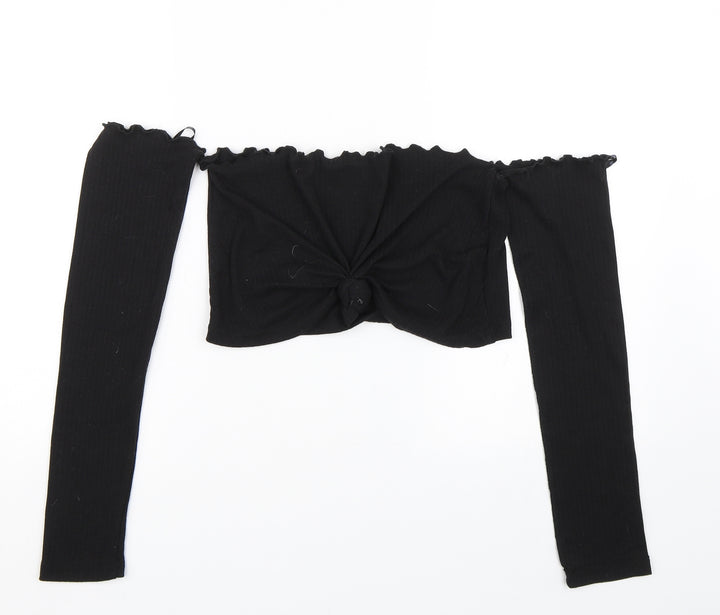 Missguided Womens Black Cropped T-Shirt Size 6