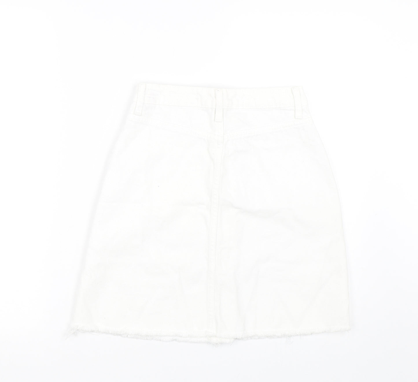 Primark Womens White  Denim Mini Skirt Size 8