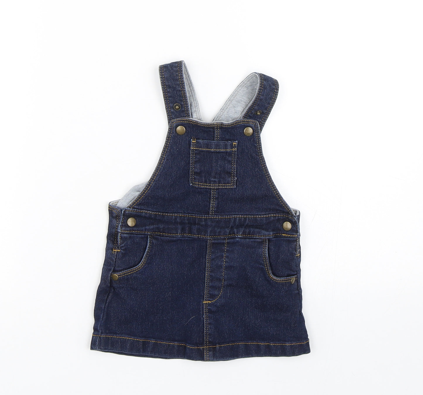 M&S Girls Blue  Denim Pinafore/Dungaree Dress  Size 3-6 Months