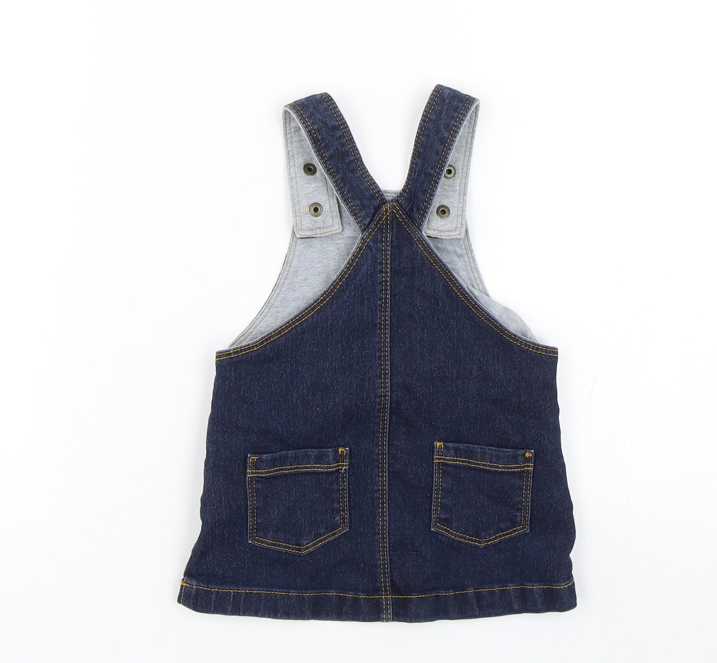 M&S Girls Blue  Denim Pinafore/Dungaree Dress  Size 3-6 Months