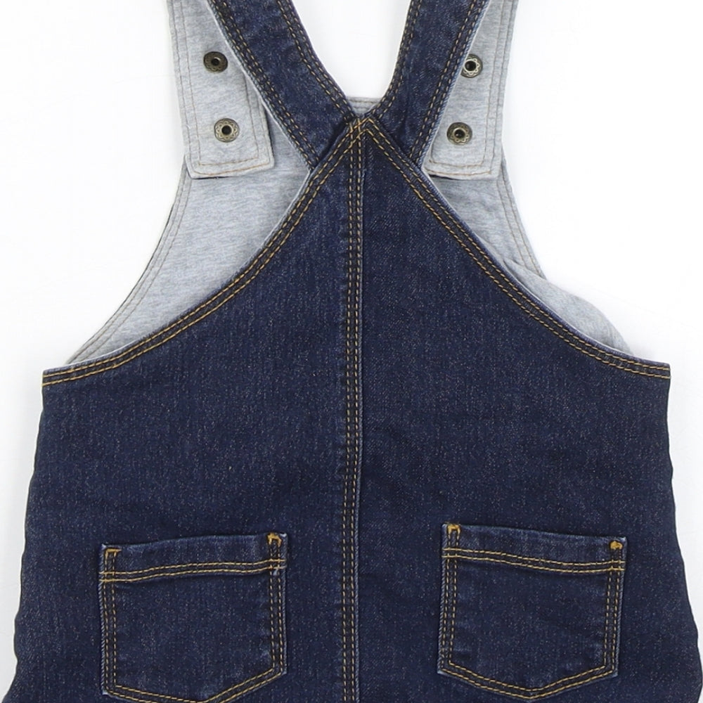 M&S Girls Blue  Denim Pinafore/Dungaree Dress  Size 3-6 Months